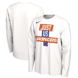 Boise State Broncos Nike 2021 Postseason Basketball JUST US Bench Legend Long Sleeve T-Shirt - White