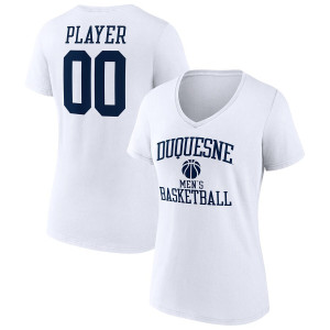 Duquesne Dukes Fanatics Branded Men's Basketball Women's Pick-A-Player NIL Gameday Tradition V-Neck T-Shirt - White