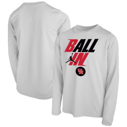 Houston Cougars Jordan Brand Youth Ball In Bench Long Sleeve T-Shirt - White