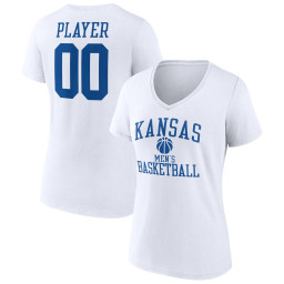 Kansas Jayhawks Fanatics Branded Men's Basketball Women's Pick-A-Player NIL Gameday Tradition V-Neck T-Shirt - White