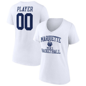 Marquette Golden Eagles Fanatics Branded Men's Basketball Women's Pick-A-Player NIL Gameday Tradition V-Neck T-Shirt - White