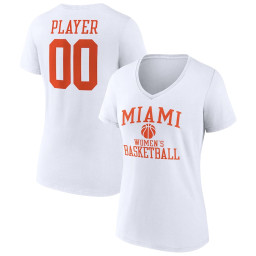 Miami Hurricanes Fanatics Branded Women's Basketball Women's Pick-A-Player NIL Gameday Tradition V-Neck T-Shirt - White