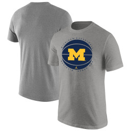 Michigan Wolverines Jordan Brand Basketball Logo T-Shirt - Heather Gray