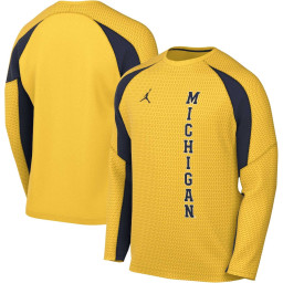 Michigan Wolverines Jordan Brand Basketball Shooting Raglan Long Sleeve T-Shirt - Maize