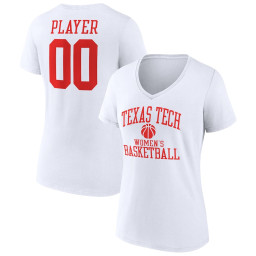 Texas Tech Red Raiders Fanatics Branded Women's Basketball Women's Pick-A-Player NIL Gameday Tradition V-Neck T-Shirt - White