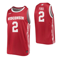 Wisconsin Badgers #2 Aleem Ford Red Authentic College Basketball Jersey