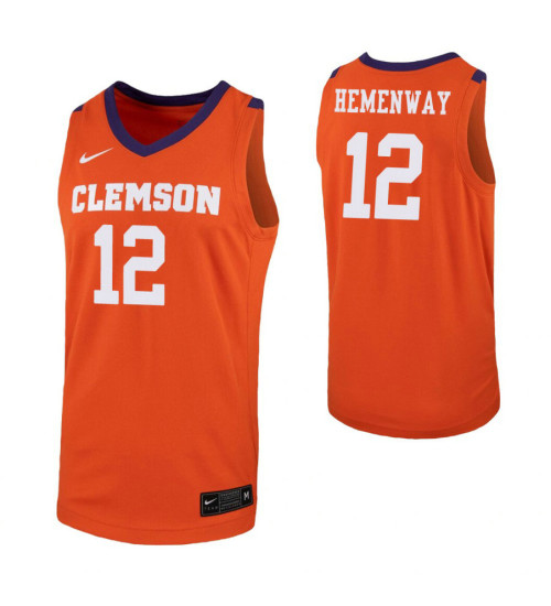 Youth Clemson Tigers #12 Alex Hemenway Orange Authentic College Basketball Jersey