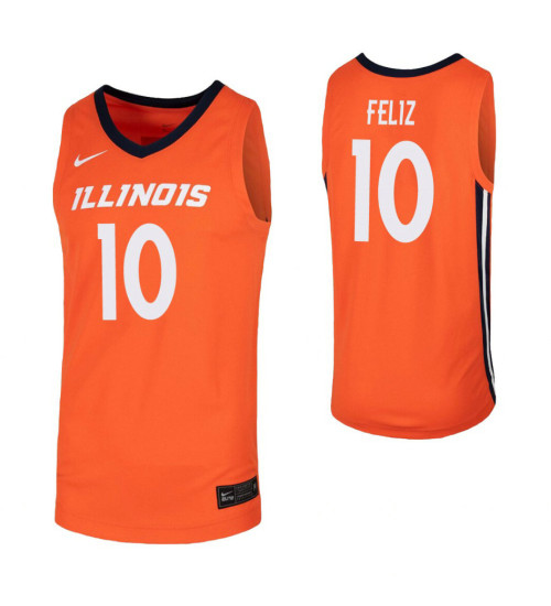 Women's Illinois Fighting Illini #10 Andres Feliz Orange Replica College Basketball Jersey
