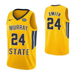 Women's Murray State Racers #24 Anthony Smith Authentic College Basketball Jersey Yellow