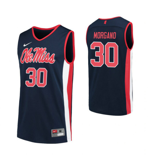 Youth Ole Miss Rebels 30 Antonio Morgano Replica College Basketball Jersey Navy