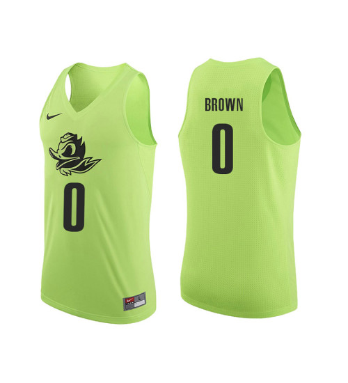 Women's Oregon Ducks #0 Troy Brown Replica College Basketball Jersey Apple Green