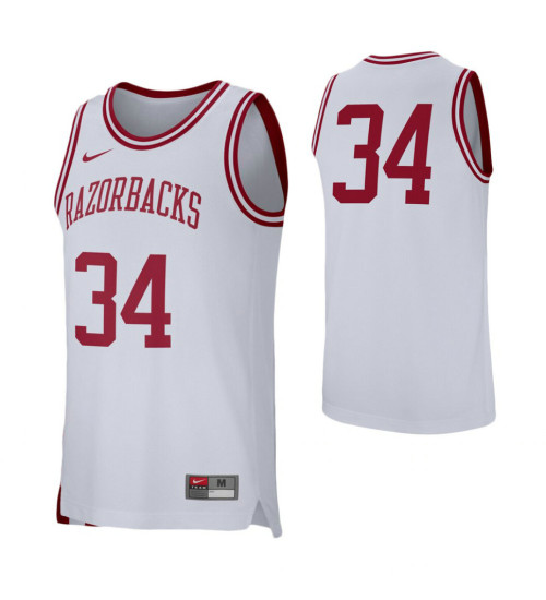 Women's Arkansas Razorbacks #34 Replica College Basketball Jersey White