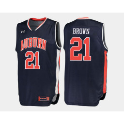 Youth Auburn Tigers #21 Quinnel Brown Navy Road Replica College Basketball Jersey