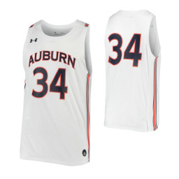 Auburn Tigers #34 Authentic College Basketball Jersey White