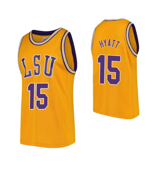 LSU Tigers #15 Aundre Hyatt Gold Authentic College Basketball Jersey