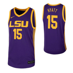 Youth LSU Tigers #15 Aundre Hyatt Purple Authentic College Basketball Jersey