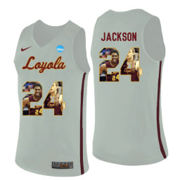 Loyola (Chi) Ramblers #24 Aundre Jackson Replica College Basketball Jersey White