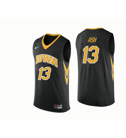 Iowa Hawkeyes #13 Austin Ash Authentic College Basketball Jersey Black