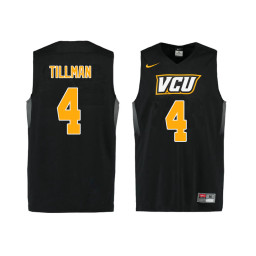 Women's VCU Rams #4 Justin Tillman Replica College Basketball Jersey Black