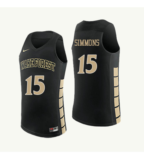 Wake Forest Demon Deacons #15 Kortni Simmons Authentic College Basketball Jersey Black