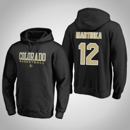 Colorado Buffaloes #12 AJ Martinka Men's Black College Basketball Hoodie