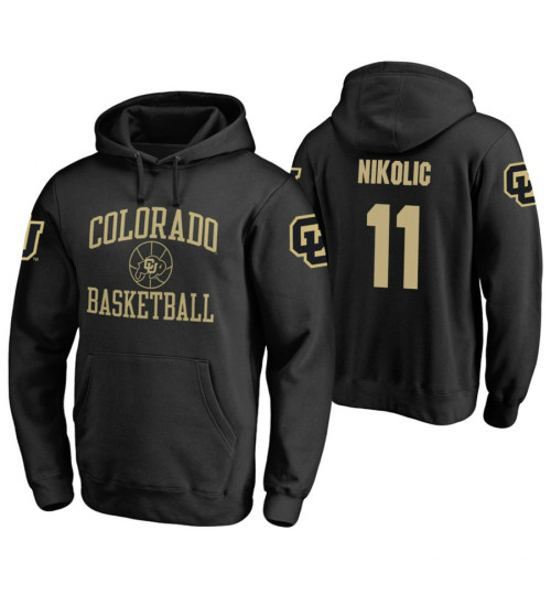 Colorado Buffaloes #11 Lazar Nikolic Men's Black College Basketball Hoodie