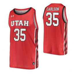 Women's Branden Carlson Authentic College Basketball Jersey Red Utah Utes
