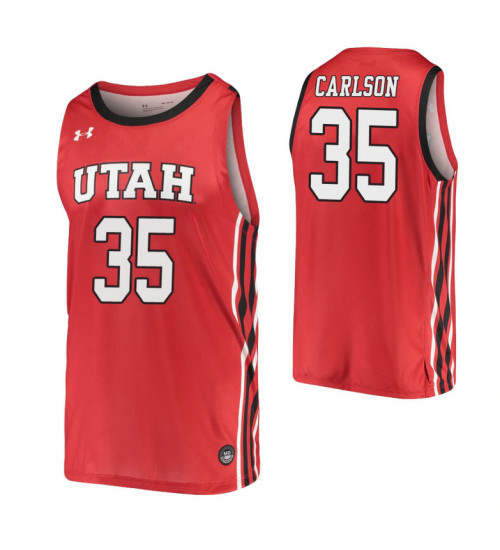 Women's Branden Carlson Replica College Basketball Jersey Red Utah Utes