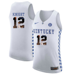 Kentucky Wildcats #12 Brandon Knight Authentic College Basketball Jersey White