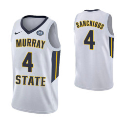 Youth Murray State Racers #4 Brion Sanchious Authentic College Basketball Jersey White
