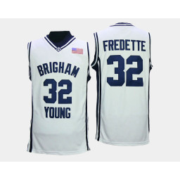 Women's BYU Cougars #32 Jimmer Fredette White Home Authentic College Basketball Jersey