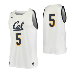Youth Cal Bears #5 Authentic College Basketball Jersey White