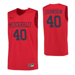 Women's Dayton Flyers #40 Chase Johnson Red Replica College Basketball Jersey