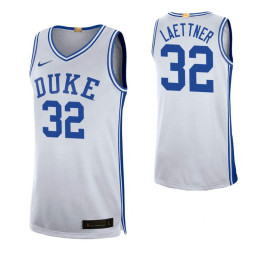 Duke Blue Devils #32 Christian Laettner White Authentic College Basketball Jersey