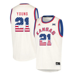 Kansas Jayhawks #21 Clay Young Authentic College Basketball Jersey Cream