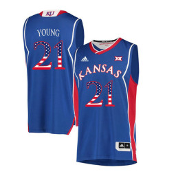 Kansas Jayhawks #21 Clay Young Authentic College Basketball Jersey Royal