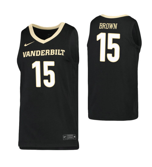 Vanderbilt Commodores #15 Clevon Brown Black Replica College Basketball Jersey