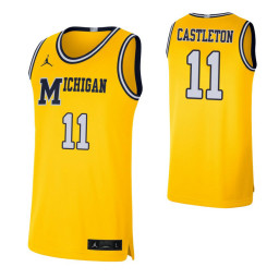 Michigan Wolverines #11 Colin Castleton Maize Authentic College Basketball Jersey