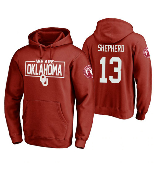 Oklahoma Sooners #13 Jordan Shepherd Men's Crimson College Basketball Hoodie