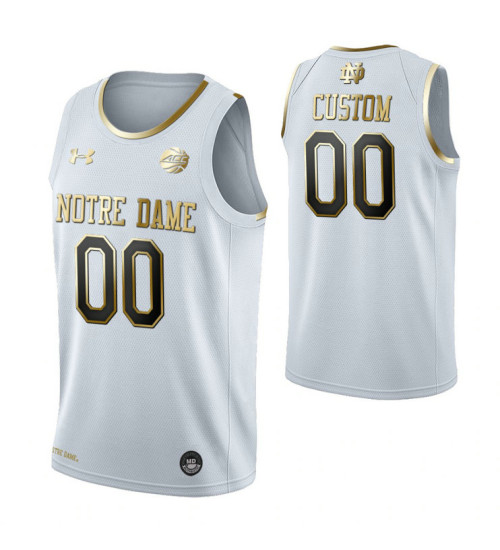 Notre Dame Fighting Irish Custom College Basketball Golden Edition Jersey White