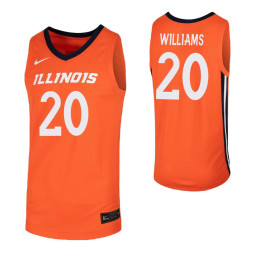 Youth Illinois Fighting Illini #20 Da'Monte Williams Orange Replica College Basketball Jersey