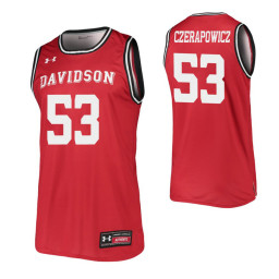 Women's Davidson Wildcats #53 David Czerapowicz Red Authentic College Basketball Jersey