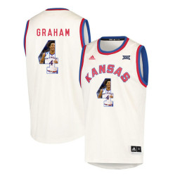 Kansas Jayhawks #4 Devonte' Graham Authentic College Basketball Jersey Cream