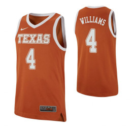 Texas Longhorns #4 Donovan Williams Texas Orange Replica College Basketball Jersey