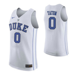 Duke Blue Devils #0 Jayson Tatum Authentic College Basketball Jersey White