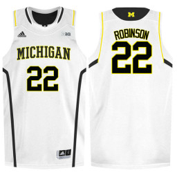 Michigan Wolverines #22 Duncan Robinson Authentic College Basketball Jersey White
