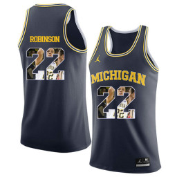 Michigan Wolverines #22 Duncan Robinson Authentic College Basketball Jersey Navy
