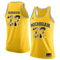 Michigan Wolverines #22 Duncan Robinson Authentic College Basketball Jersey Yellow
