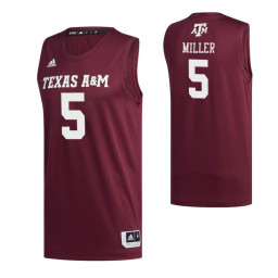 Texas A&M Aggies 5 Emanuel Miller Replica College Basketball Jersey Maroon
