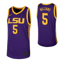 Youth LSU Tigers #5 Emmitt Williams Purple Authentic College Basketball Jersey